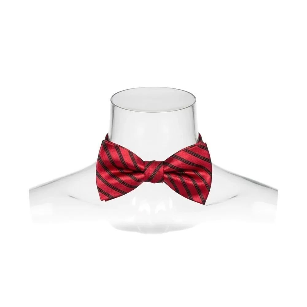 Countess Mara Red & Black Striped Silk Bow Tie – Classic Formalwear